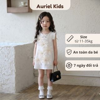 Váy Cho Bé Gái, Váy Thiết Kế Cho Bé Gái Họa Tiết Hoa 3D  Nổi Bật Chất Liệu Cotton Mềm Mại