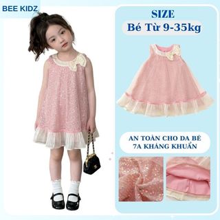 Váy Cho Bé Gái, Váy Bé Gái Thiết Kế Lấp Lánh Dáng Suông Kèm Nơ  Tiểu Thư 2 Lớp Mát