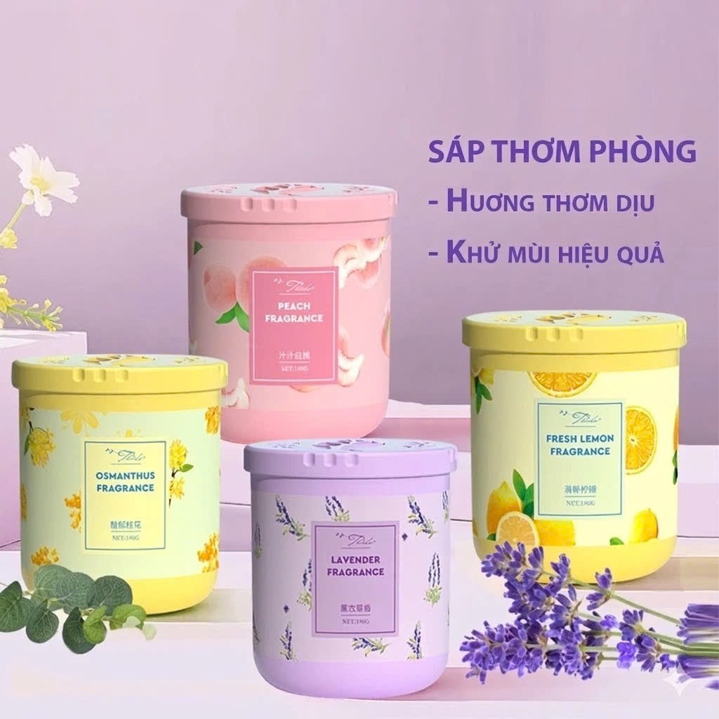 Sáp Thơm Phòng Khử Mùi Phòngủ Nhà Vệ Sinh Toilet Ô Tô Với 4 Mùi Hương Tự Nhiên 190G - Hình Ảnh Thực Tế
