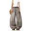 Quần Jean Ống Rộng Xám Nhạt GODMOTHER Quần Jean Vẩy Sơn Wash Nhẹ Cá Tính Phong Cách Streatwear Unisex