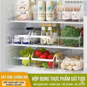 Hộp đựng sắp xếp thực phẩm bỏ tủ lạnh gọn gàng bằng nhựa PET dày dặn 29.5x16.2x11cm