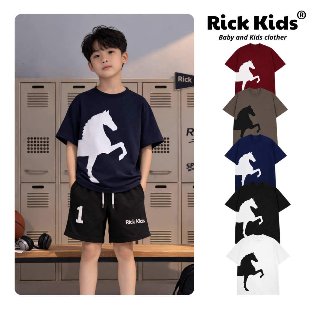 Áo Thun Cho Bé In Ngựa Chất Liệu Cotton Cao Cấp Thoáng Mát - Rickkids