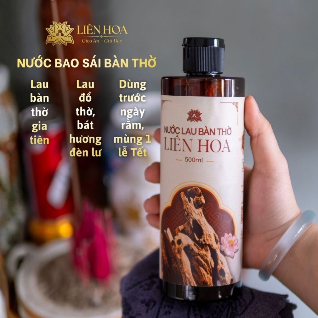 Nước Lau Bàn Thờ Liên Hoa Hương Trầm Tự Nhiên – Dung Dịch Bao Sái Bàn Thờ Thần Tài, Gia Tiên