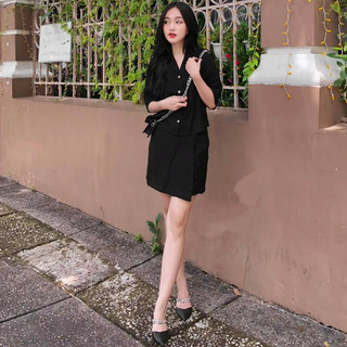 Set Sơ Mi Kèm Quần Giả Chân Váy JASEY Dáng Suông Công Sở Nữ Dáng Thanh Lịch Nữ Tính 6503