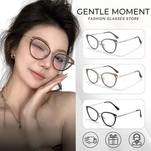 Kính mắt mèo nữ GENTLE MONENT gọng kim loại đổi màu chống ánh sáng xanh chống tia UV thời trang dễ thương GMK819