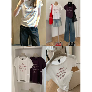 𝐖𝐆𝐖𝐄 |Áo thun cotton mỏng mát cổ tròn in họa tiết, form rộng nhẹ – W8924#