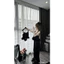 Set áo 2 dây viền lông vũ quần suông lụa