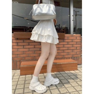 Chân Váy Ngắn Trắng Xếp Tầng Bèo Nhún Dáng Xòe Lưng Chun Tiện Lợi Phong Cách Ulzzang Hàn Quốc