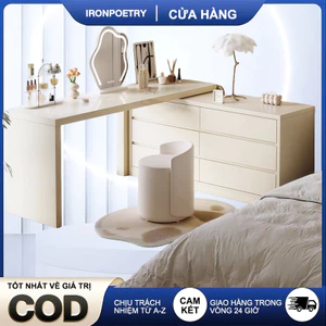 IRONPO Bàn phấn trang điểm phòng ngủ nhỏ gọn đa năng nhập khẩu chống bụi kèm ngăn kéo