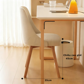 Ghế Xoay 360°  Ghế Ăn  Ghế Trang Điểm Gỗ Tự Nhiên Bọc Vải Mềm Mại Chống Ẩm Dễ Vệ Sinh
