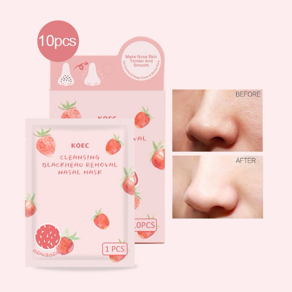 Miếng Dán Mũi Hương Dâu Hỗ Trợ Làm Sạch Bề Mặt Da Hộp 10 Miếng