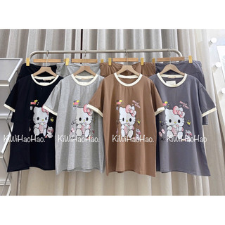 Bộ Bầu - bộ sau sinh - BỘ ĐÙI COTTONG IN HÌNH MÈO KITTY - 4 Màu & Quần Có Chun Chỉnh 💥Freeship💥