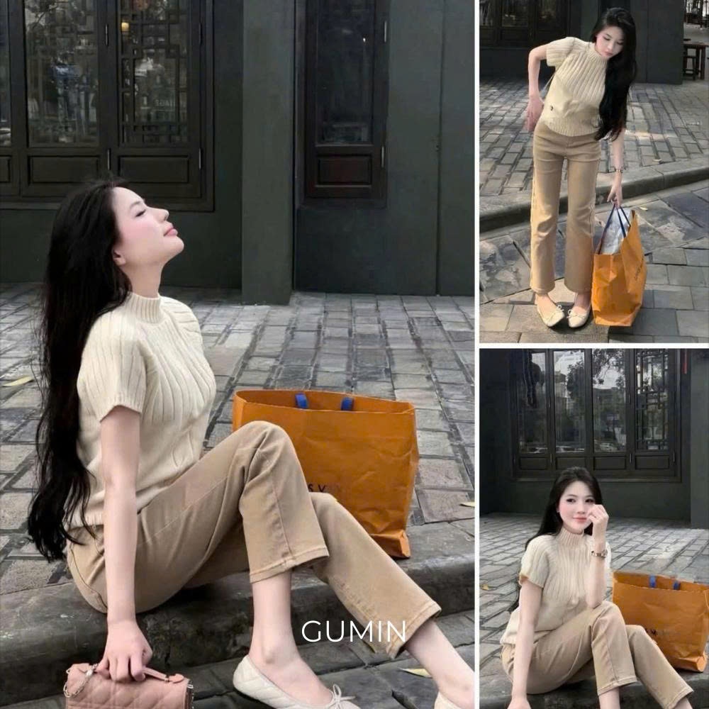 Quần jean nữ GUMIN thiết kế quần ống đứng cạp lưng cao thanh lịch, Quần bò nữ sang trọng cao cấp