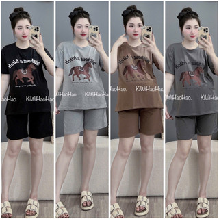 Bộ bầu - bộ sau sinh - BỘ ĐÙI COTTONG HÌNH NGỰA - 4 Màu, Quần Có Chun Chỉnh