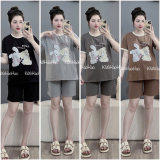 Bộ bầu - bộ sau sinh - BỘ ĐÙI COTTONG IN HÌNH HAI CON THỎ - 4 Màu & Quần Có Chun Chỉnh 💥Freeship💥