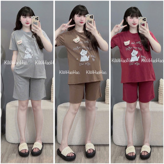 Bộ Bầu - bộ sau sinh - BỘ ĐÙI COTTONG HÌNH CHÓ GẤU NỔI - 5 Màu & Quần Có Chun Chỉnh