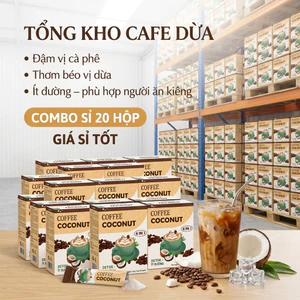 Cafe Dừa 4in1 GreenFarm – Cafe Sữa Dừa Ít Đường – Thơm Béo Tự Nhiên hộp 10 gói x 12gr