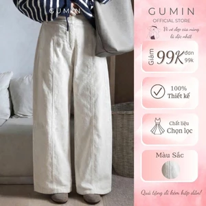 Quần suông tăm nữ GUMIN thiết kế quần ống rộng suông cạp chun cá tính, Quần dài nữ công sở sang trọng thanh lịch