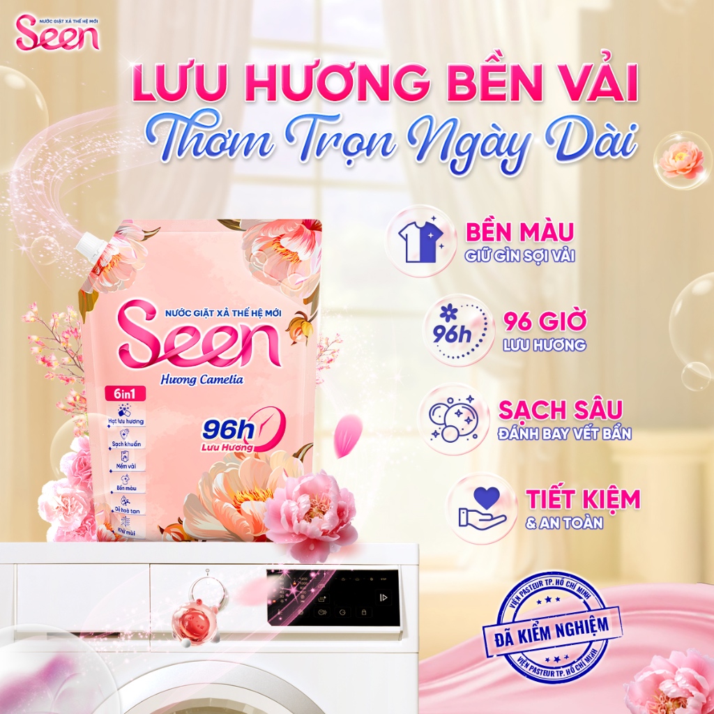 [QUÀ TẶNG] Hương Camelia – Seen 6in1 Nước Giặt Thế Hệ Mới, Lưu Hương 96H