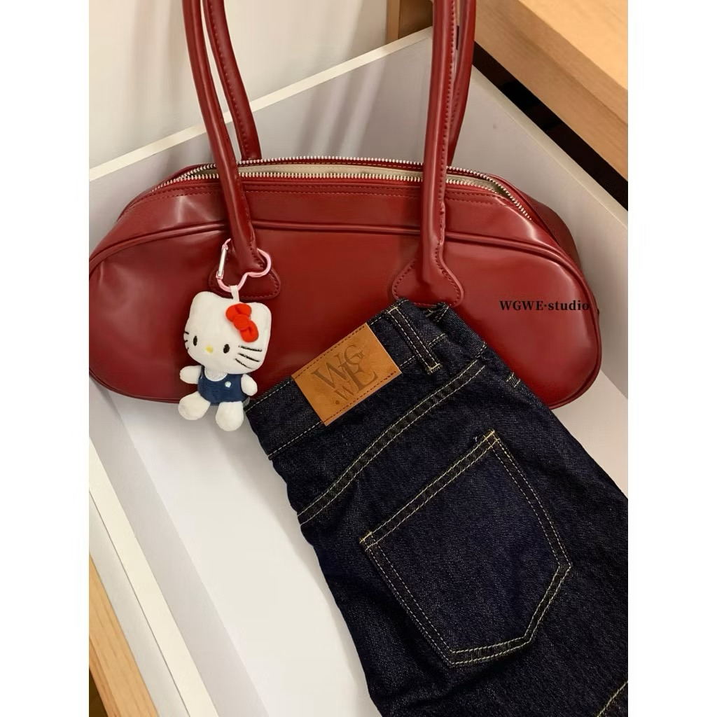 Quần Giả váy Jeans Dáng Basic Trơn Xanh Than W.E