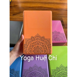 Gạch Tập Yoga, Gạch Tập Yoga Nặng 220g, In Hoa Mandala (họa tiết nổi) Viền Kẻ -Độ Cứng Cao Không Lún