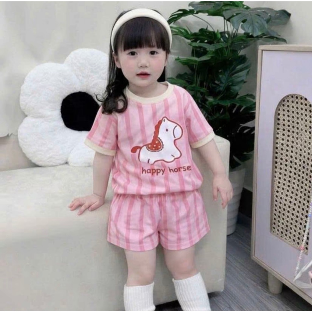 SÉT BỘ CỘC TAY MÙA HÈ ( HỌA TIẾT HAPPY HORSE ) DÀNG CHO BÉ GÁI 9-32KG CHẤT LIỆU COTTON MỀM MỊN THOÁNG MÁT