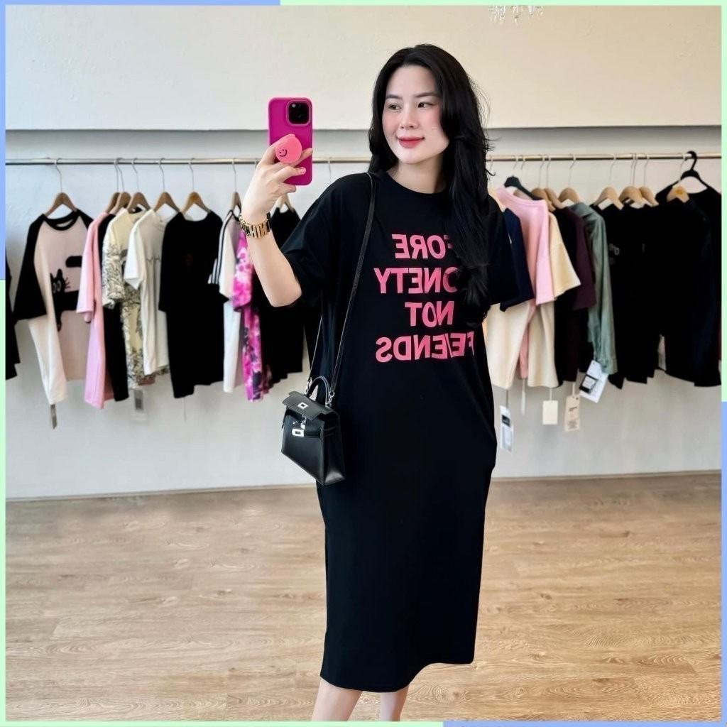 Đầm thun suông, Váy bầu dáng dài form rộng Bigsize chất vải thun cotton mặc mùa hè