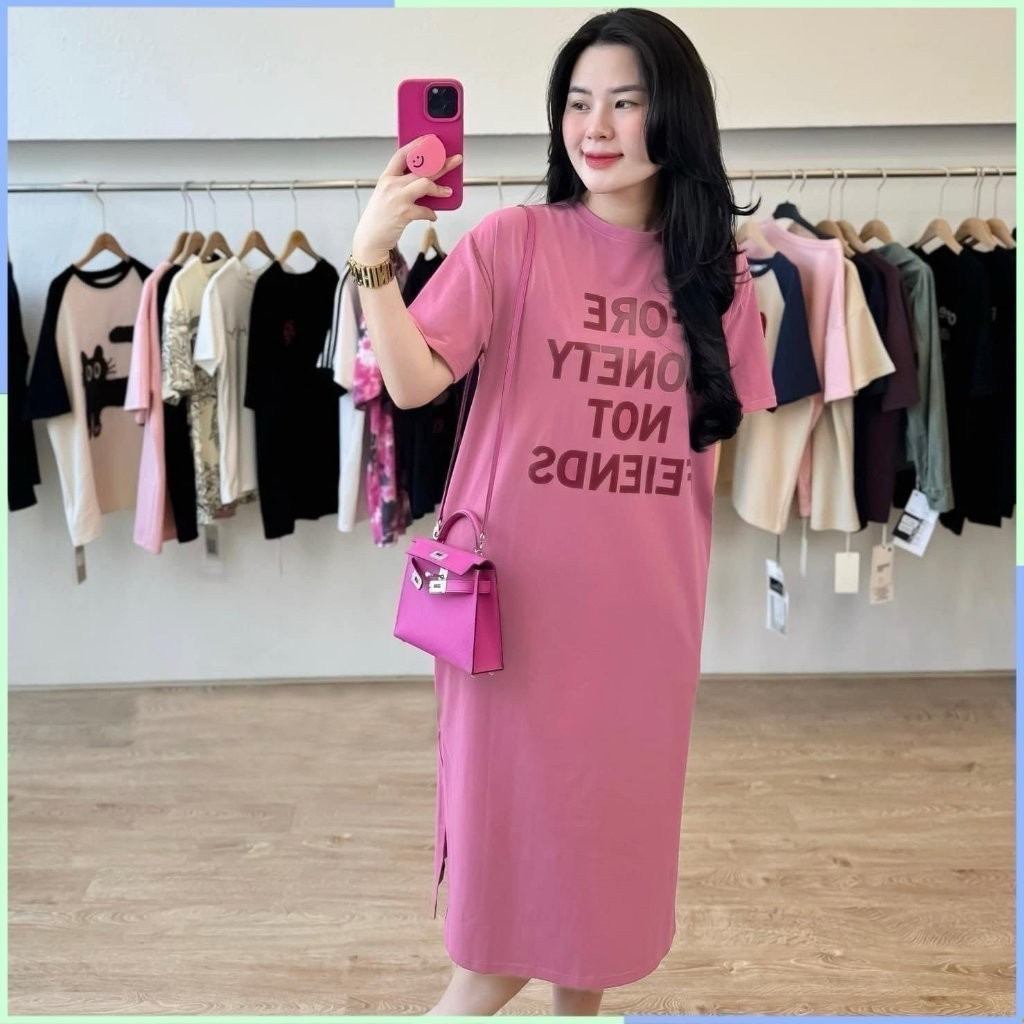 Đầm thun suông, Váy bầu dáng dài form rộng Bigsize chất vải thun cotton mặc mùa hè