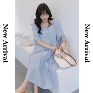 Đầm Suông, Váy Bầu Mùa Hè Thiết Kế Dáng Dài Qua Gối Chất Vải Mát Thời Trang Công Sở