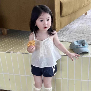 Set đồ hè bé gái áo 2 dây ngọt ngào thời trang + quần short thể thao phong cách hàn xinh xắn