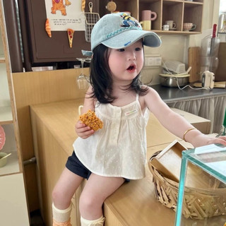 Set đồ hè bé gái áo 2 dây ngọt ngào thời trang + quần short thể thao phong cách hàn xinh xắn