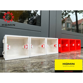 Đế âm vuông ghép nối chống cháy HOMIN mẫu 2026 có VAT lắp vừa tất cả mặt hạt các hãng  chuẩn chung 86 trên thị trường