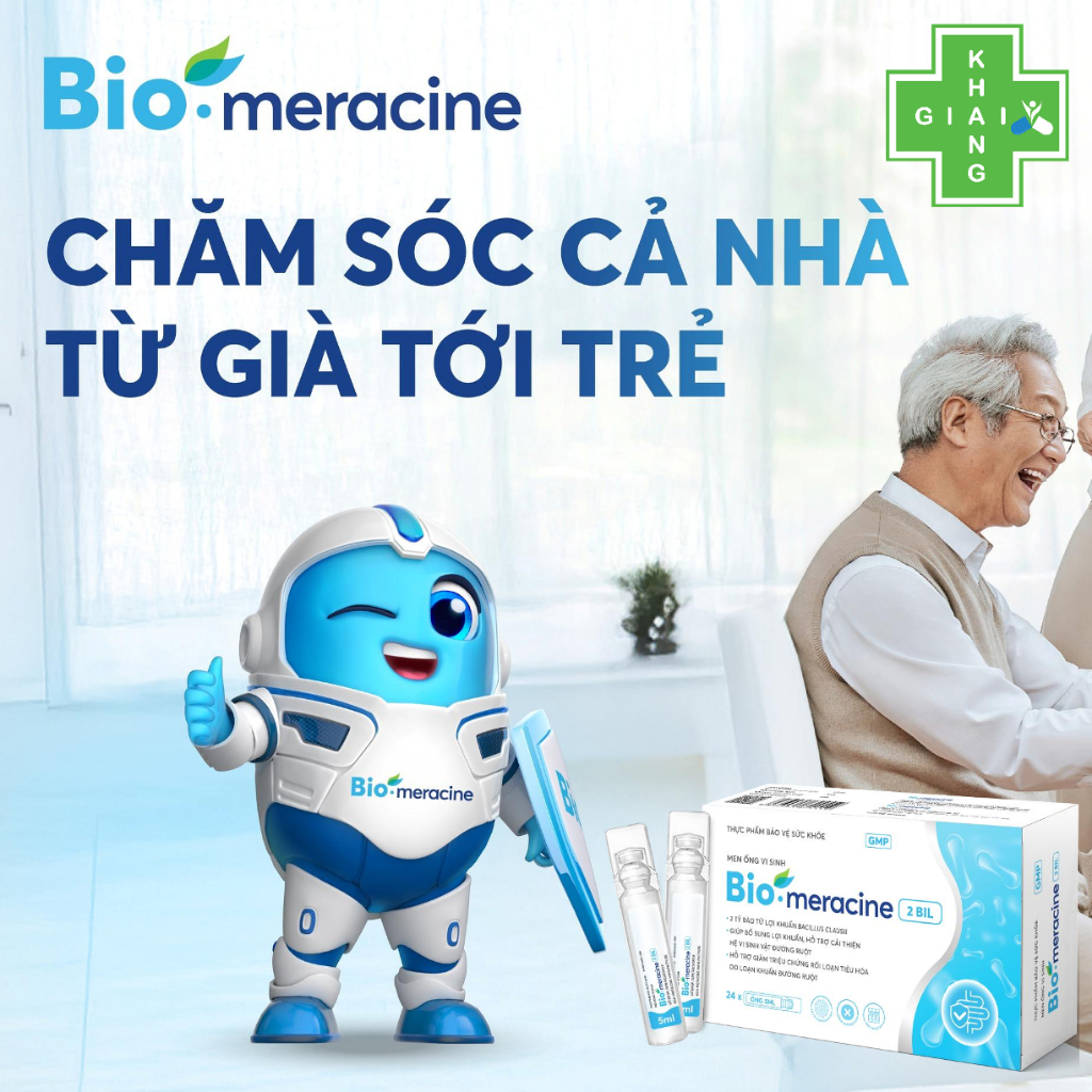 Men vi sinh đường ruột 2 tỷ lợi khuẩn Bio-Meracine giúp ăn ngon, tiêu hóa tốt và da khỏe đẹp từ gốc (Hộp 24 ống)