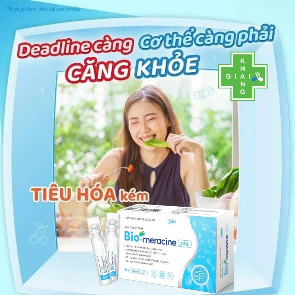 Men vi sinh đường ruột 2 tỷ lợi khuẩn Bio-Meracine giúp ăn ngon, tiêu hóa tốt và da khỏe đẹp từ gốc (Hộp 24 ống)