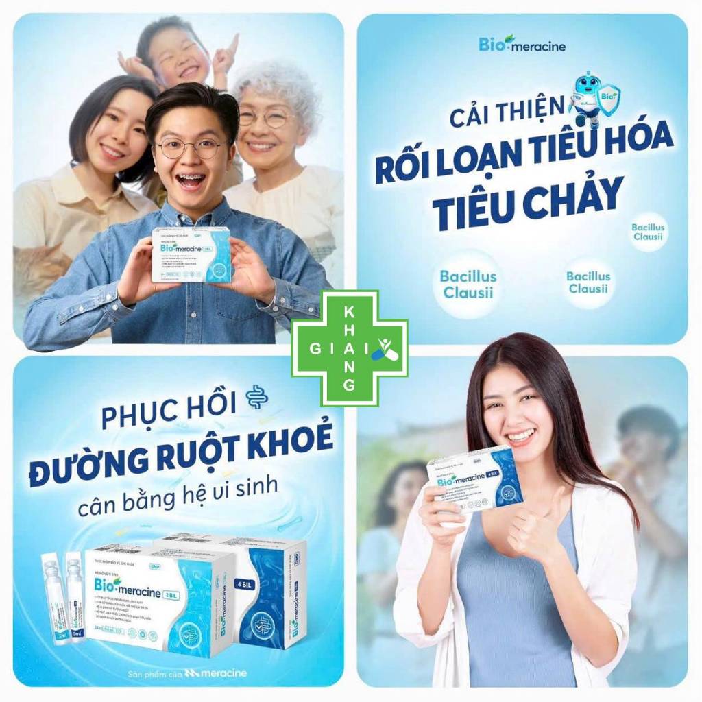 Men vi sinh đường ruột 2 tỷ lợi khuẩn Bio-Meracine giúp ăn ngon, tiêu hóa tốt và da khỏe đẹp từ gốc (Hộp 24 ống)