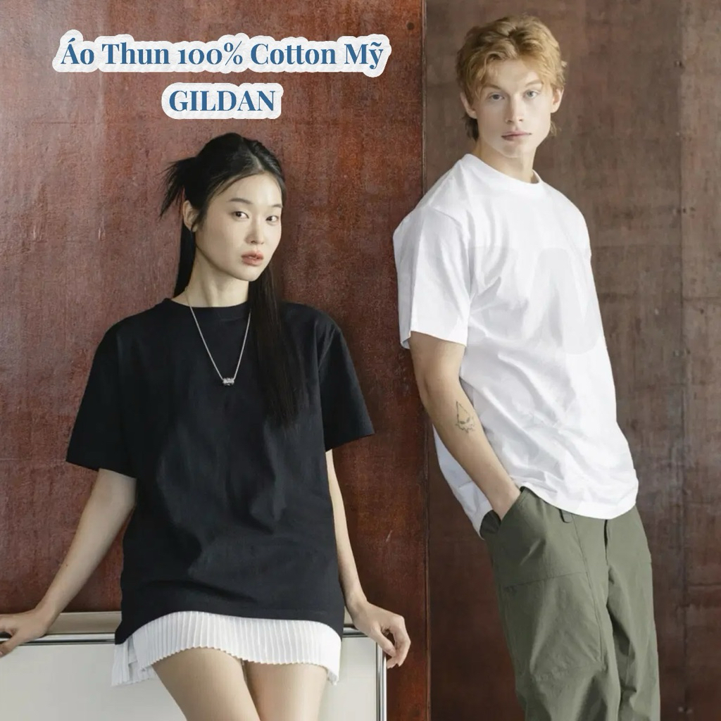 GILDAN - Áo Thun Trơn Unisex Chính Hãng từ Mỹ 100% Cotton Cao Cấp Mềm Mại Thoáng Mát, Áo Thun Nam Nữ Cặp Đôi và Gia Đình