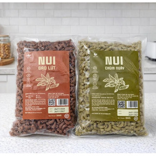 Nui Gạo Lứt Cong 500g/Nui Gạo Lứt Thẳng 500g/Nui Chùm Ngây 500g- Nui Gạo Lứt Tự Nhiên, sản phầm từ rau xanh.
