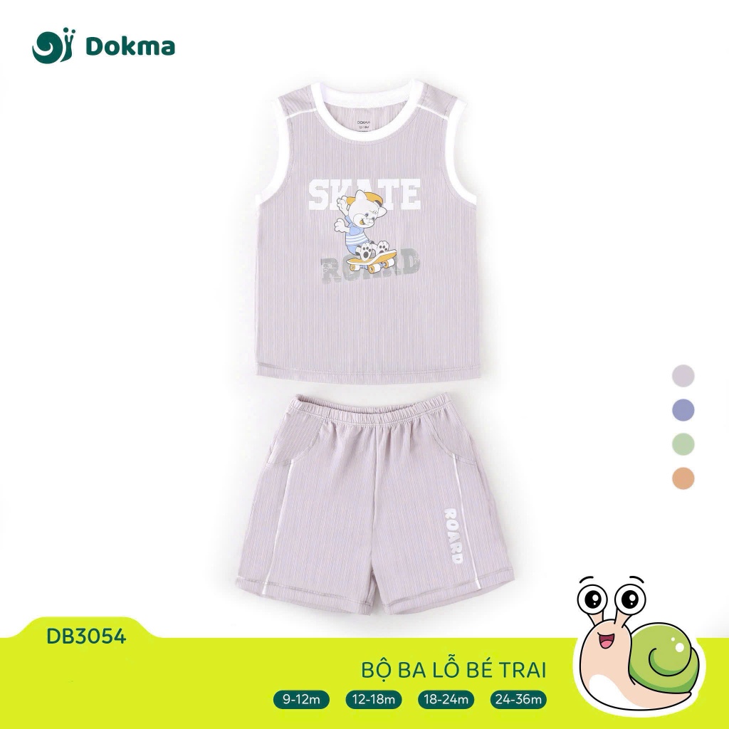 (8-13kg, 6-36M) Bộ Ba Lỗ, Sát Nách Cotton Hình Đáng Yêu Cho Bé Dokma JB019 JB368 DMB506 DB2121 DB3054