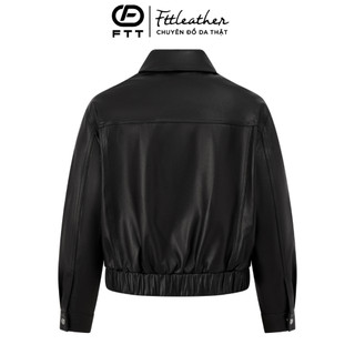 Áo da cừu nữ Collar Blouson bo da thật cao cấp FTT Leather tay khoá kéo không bong tróc nổ AN402C