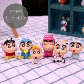 Bộ 6 mô hình Shin cậu bé bút  đáng yêu cao 5cm thích hợp trang trí bàn học, bàn làm việc, quà tặng HT Toys