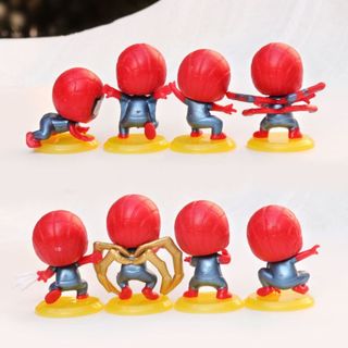 Bộ 8 mô hình Spiderman cao 4-5cm tặng kèm đế đỡ thích hợp trang trí bàn học, bàn làm việc, quà tặng HT Toys