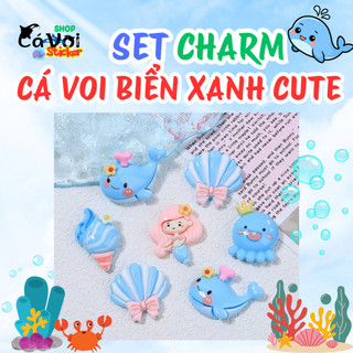 Set Charm Cá Voi Biển Xanh Dễ Thương- Nàng Tiên Cá & Cá Voi Baby, Sò Biển, Ốc biển, bạch tuộc dễ thương
