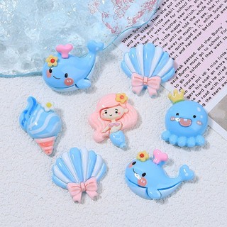 Set Charm Cá Voi Biển Xanh Dễ Thương- Nàng Tiên Cá & Cá Voi Baby, Sò Biển, Ốc biển, bạch tuộc dễ thương