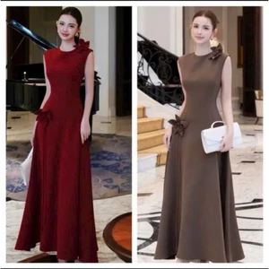Đầm dự tiệc dạo phố dáng dài sát nách sang trọng quý phái tôn dáng tôn eo