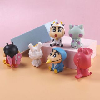 Bộ 6 mô hình Shin cậu bé bút  đáng yêu cao 5cm thích hợp trang trí bàn học, bàn làm việc, quà tặng HT Toys