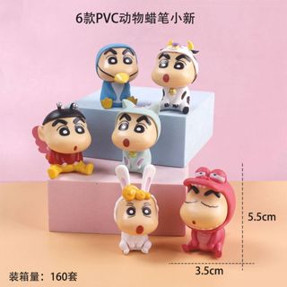 Bộ 6 mô hình Shin cậu bé bút  đáng yêu cao 5cm thích hợp trang trí bàn học, bàn làm việc, quà tặng HT Toys