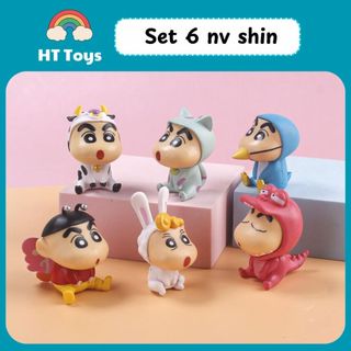 Bộ 6 mô hình Shin cậu bé bút  đáng yêu cao 5cm thích hợp trang trí bàn học, bàn làm việc, quà tặng HT Toys