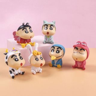 Bộ 6 mô hình Shin cậu bé bút  đáng yêu cao 5cm thích hợp trang trí bàn học, bàn làm việc, quà tặng HT Toys