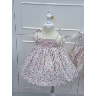 Váy smock dâu tây cho bé gái – váy 2 dây thêu smock dễ thương 🍓