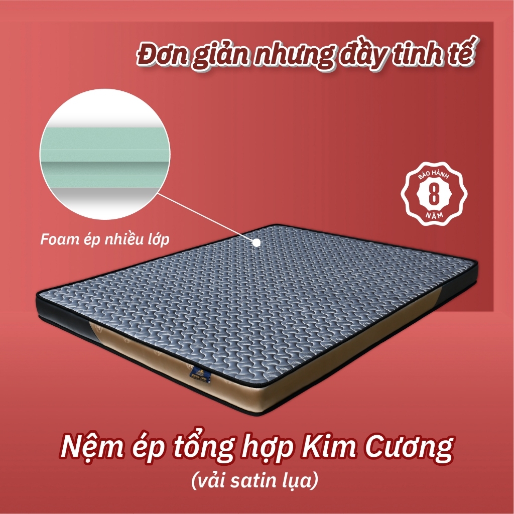 Nệm Ép Tổng Hợp Kim Cương (Vải satin lụa)